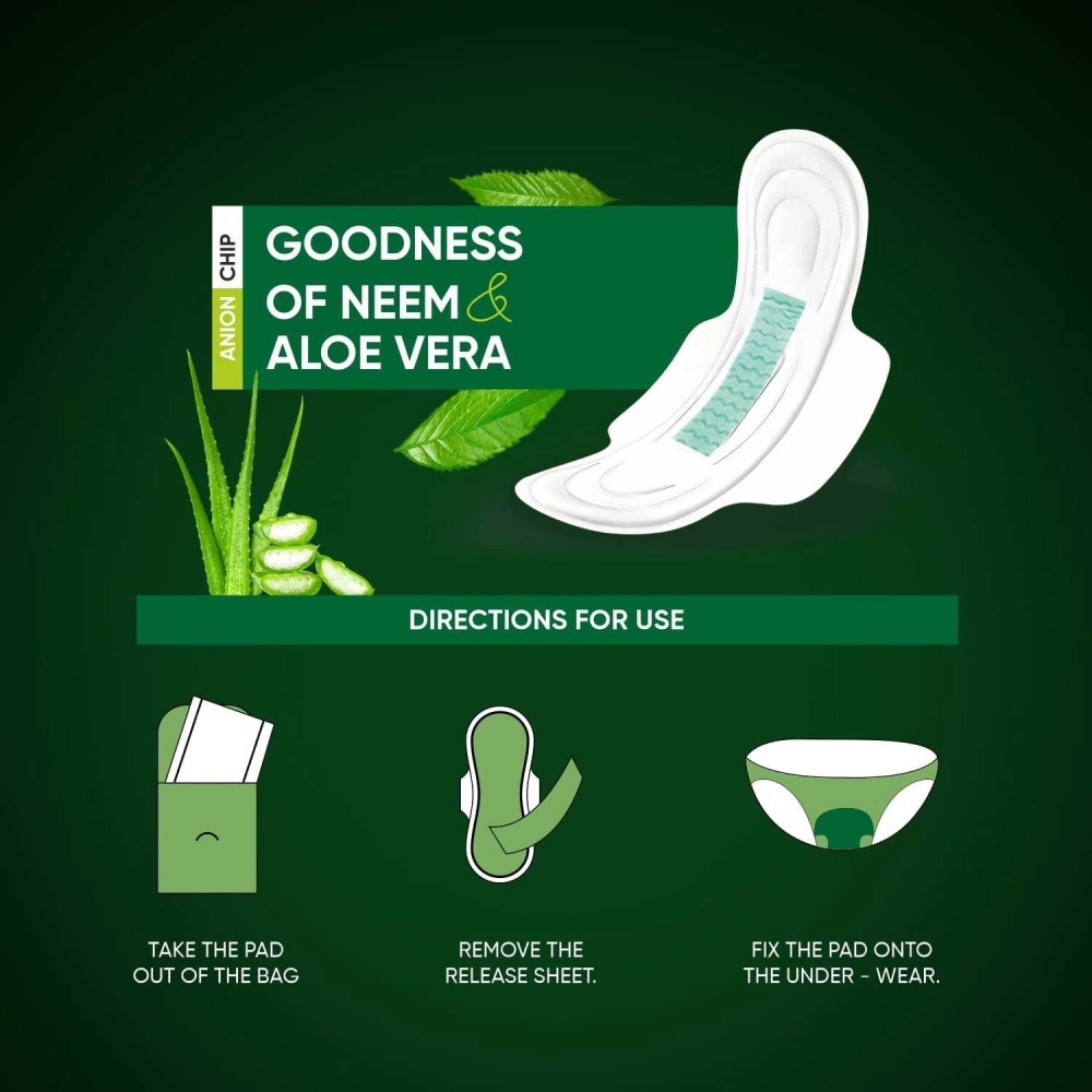 Sanitary Pads For Women With Goodness Of Neem Aloe Vera Ultra Thin Leakage Protection Ph Balance With Antibacterial Anion Chip 5x More Absorbance (320 Mm 32 Pads)