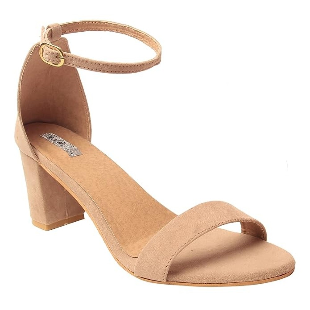 Feel it Leatherite Black Color Block Heel Sandals For Women's & Girl's