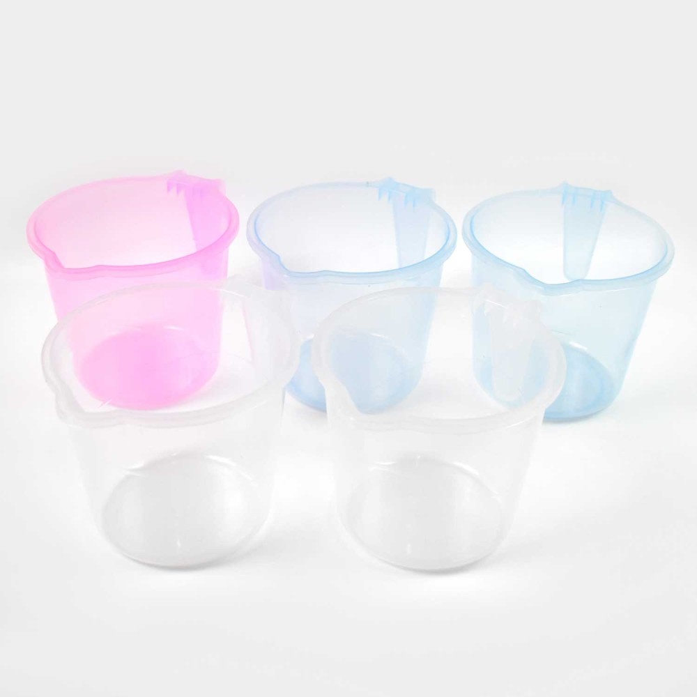 Plastic Bath Mug – 1200ML Transparent Mix Colour (Set of 5) | Mini Bubbles
