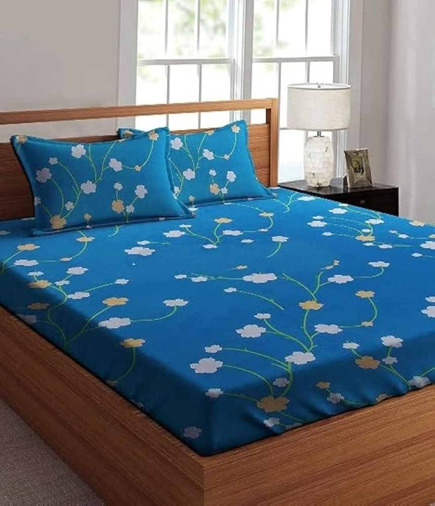 SEJ by Nisha Gupta Cotton Bedsheet for Double Bed with 2 Pillow covers-SBMW051-Multi