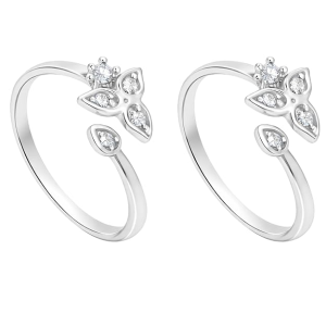 925 Sterling Silver Flower Toe Ring for Women | Set of 2 | Adjustable Open Band Bichia | CZ Diamond Stone Floral Design | Bridal Wedding Payal Jewellery | Traditional & Daily Wear Toe Ring