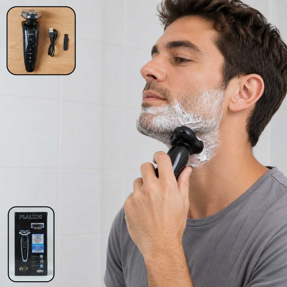 Rechargeable Electric Rotary Shaver Trimmer For Men (1 Set)