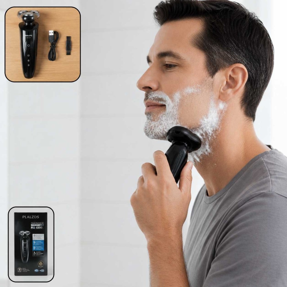 Rechargeable Electric Rotary Shaver Trimmer For Men (1 Set)
