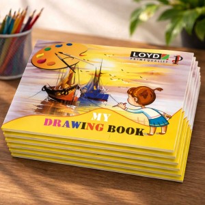 LOYD - PRIME QUALITY Drawing book Yellow Cover with white pages | 30 pages | unruled | 21*29.7 cm size | Pack of 6