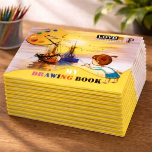 LOYD - PRIME QUALITY Drawing book Yellow Cover with white pages | 30 pages | unruled | 21*29.7 cm size | Pack of 12