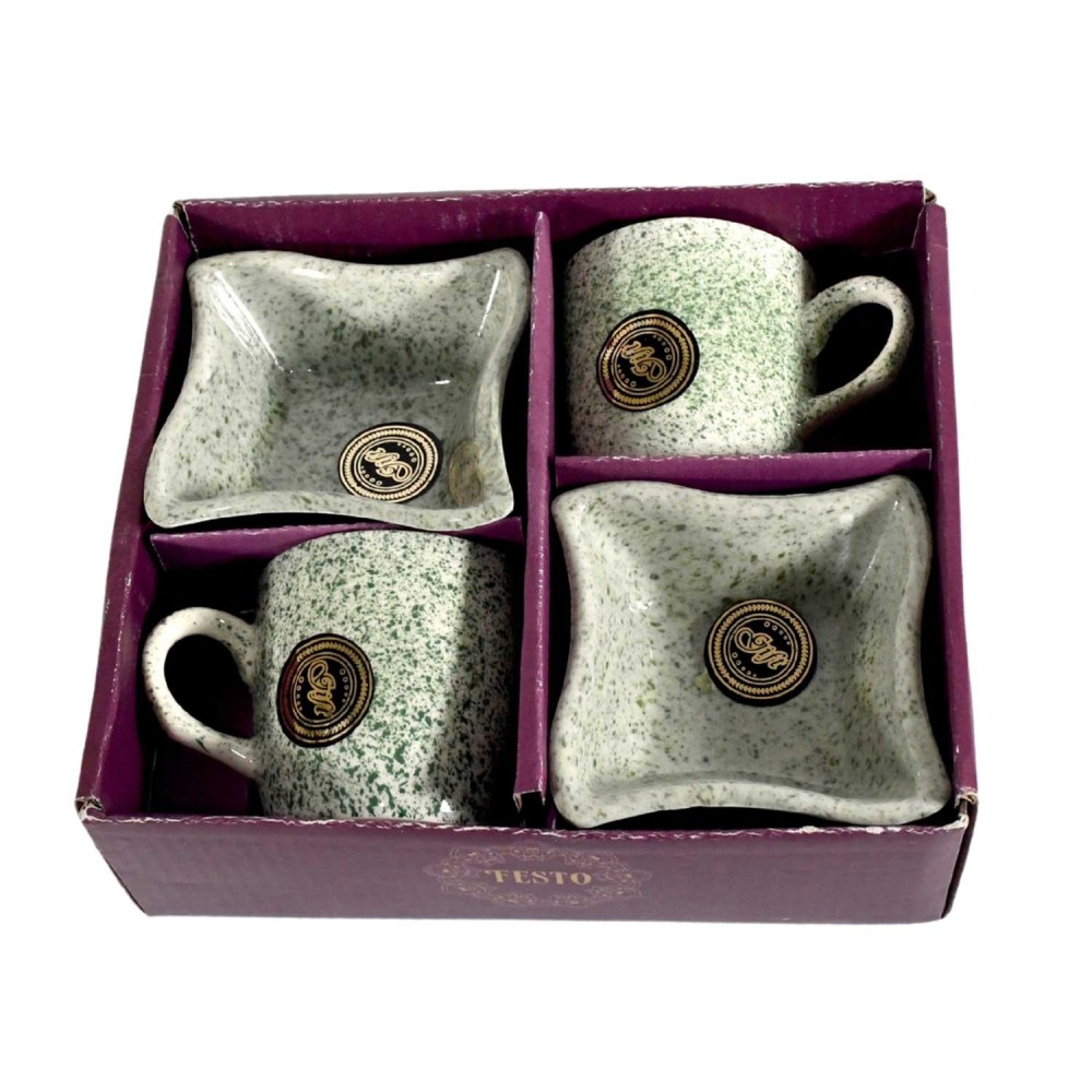 8224 Festo Ceramic Tea Cups Mug Set Including Snacks Serving Bowl Milk Cup Coffee Cup Tea Cup Breakfast Cup Drinking Mug Or Outdoor For Household Gift For Birthday Wedding Party (4 Pcs Set)