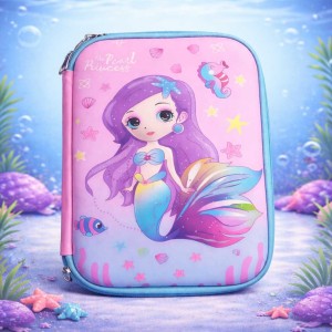 MERMAID Pattern | MULTIPURPOSE JUMBO POUCH - EVA 3D Layer Pencil Stationary Pouch-Jumbo Size | Large capacity | Multipurpose pouch