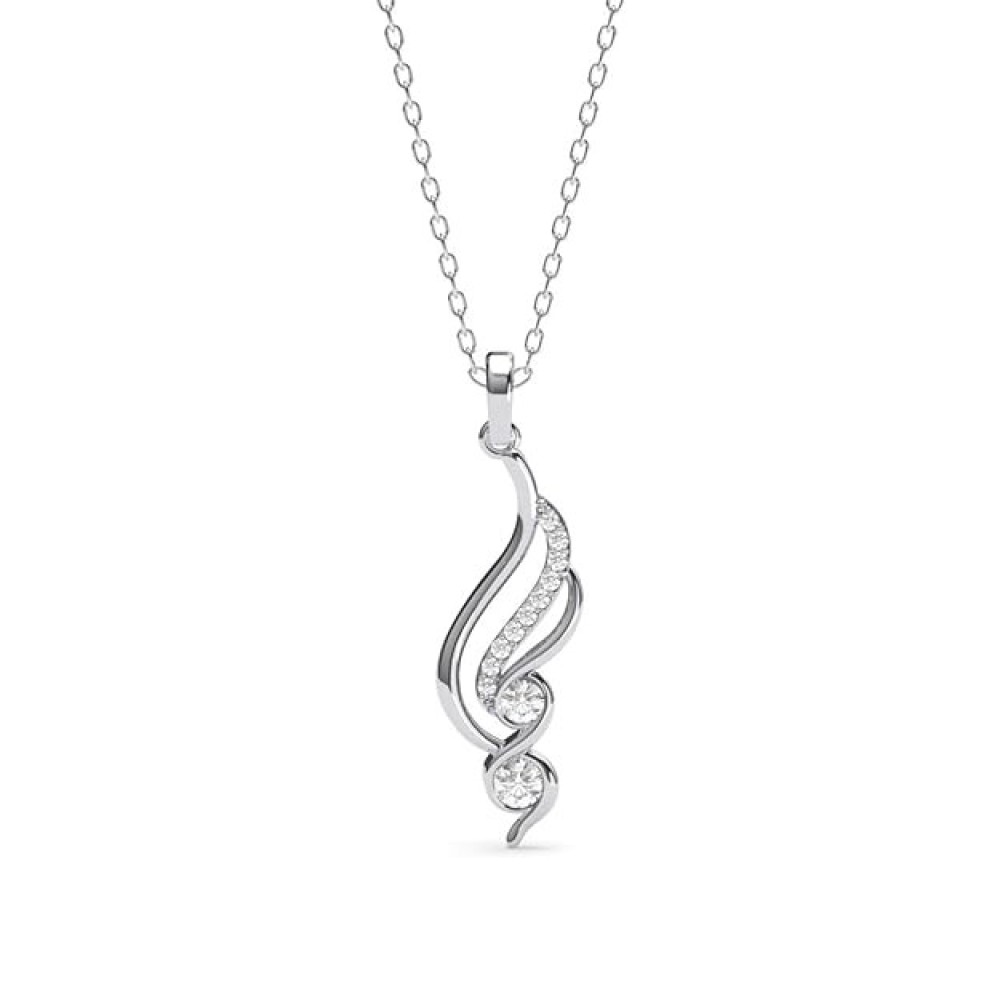 Clara 925 Sterling Silver Swirl Pendant Earrings Chain Necklace Jewellery Set | Platinum Plated, Swiss Zirconia | Modern Gift for Women and Girls