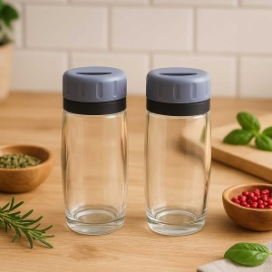 Apex Acrylic Salt and Pepper Shaker Set of 2 – Transparent Modular Spice Dispensers with Flip Lids