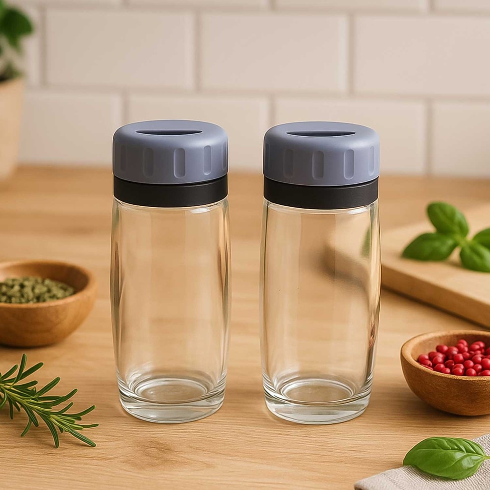 Apex Acrylic Salt and Pepper Shaker Set of 2 – Transparent Modular Spice Dispensers with Flip Lids