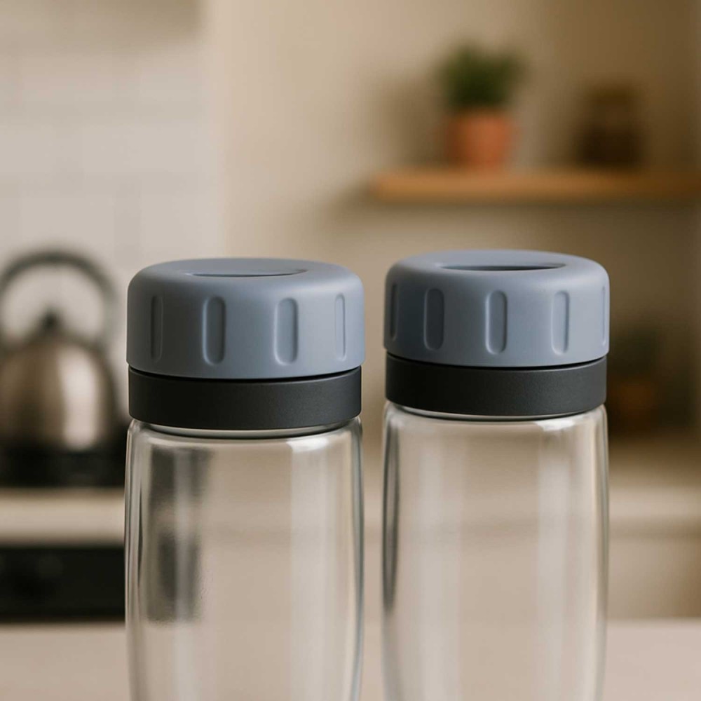 Apex Acrylic Salt and Pepper Shaker Set of 2 – Transparent Modular Spice Dispensers with Flip Lids