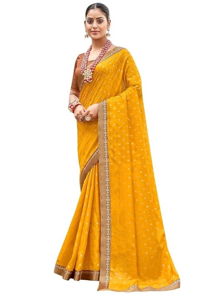 AKHILAM Women's Georgette Embellished Designer Saree With Unstitched Blouse Piece