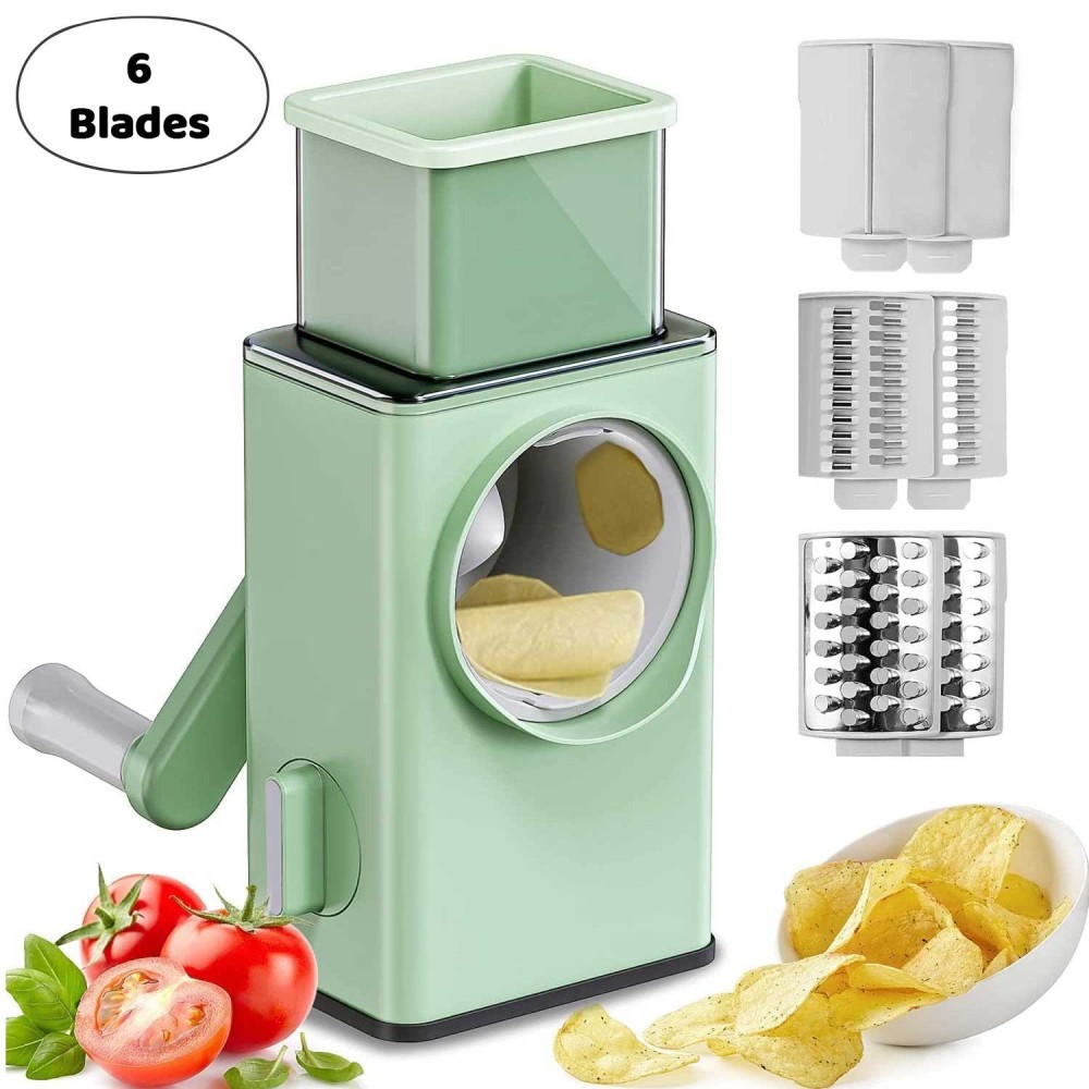 Stainless Steel Vegetable Chopper Veg Chopper And Dicer With 6 Blades Brush Kitchen Multifunctional Mandoline Vegetable Slicer For Veggies Onion Garlic Potatoes Fruits Cookie Oreo Vegetable Cutter Stable Suction Base For Home Kitchen